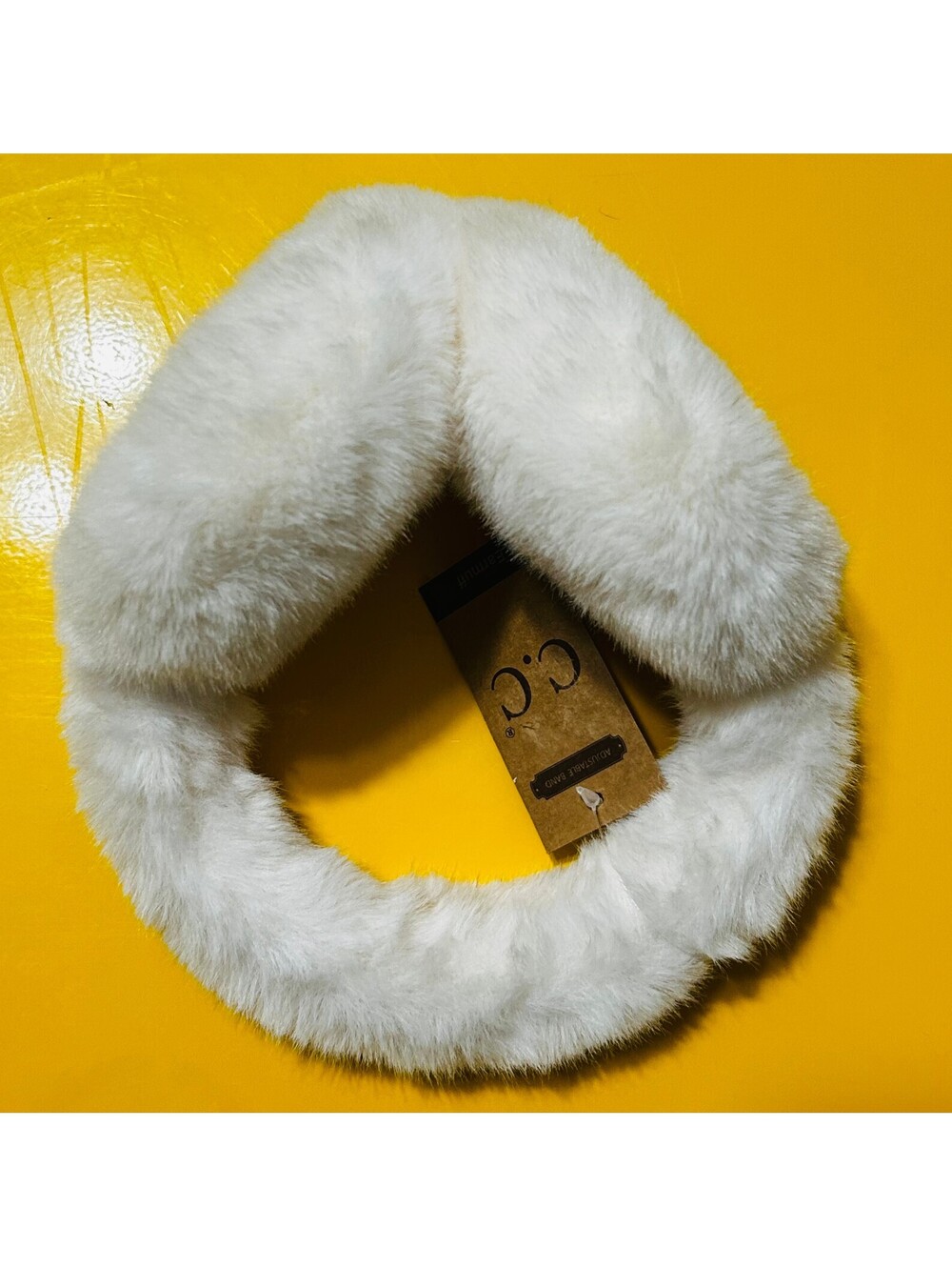 C.C Faux Fur Earmuffs White Adjustable Band Winter Ear Muffs Warm Ski NWT OSFA
